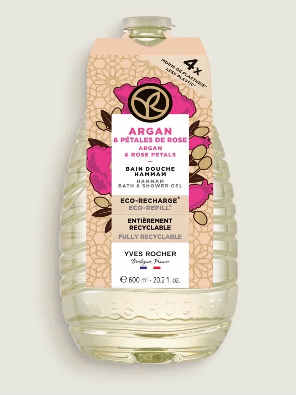 Yves Rocher Argan & Rose Petals Bath & Shower Gel Refill - Pink